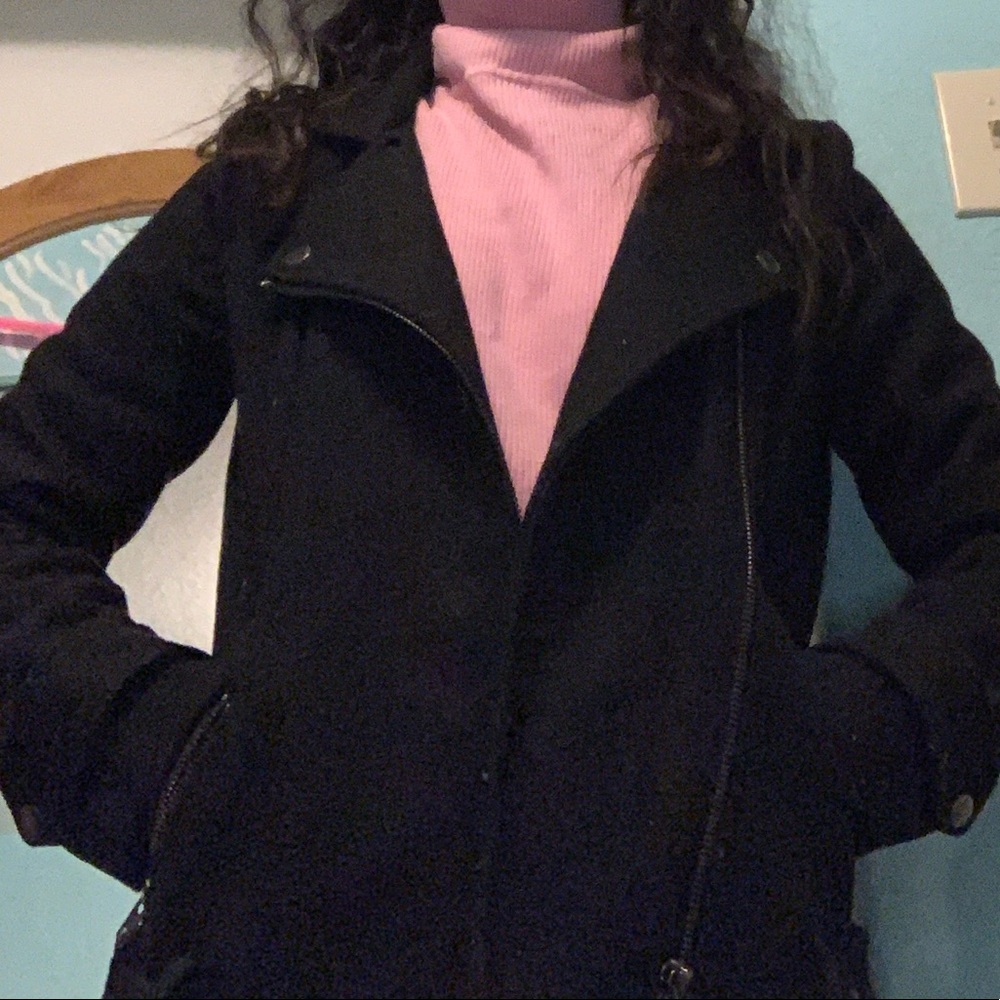 Black felt material Moto jacket